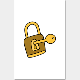 Golden Lock and Key Posters and Art